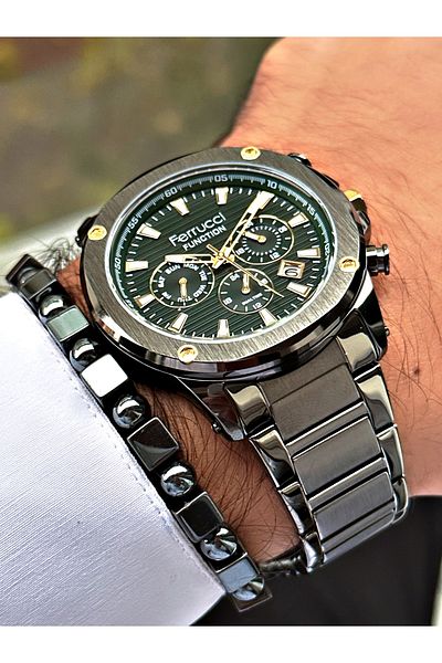 Ferrucci Smoke Color Sports Model Steel Cord Men's Wrist Watch + BRACELET GIFT
