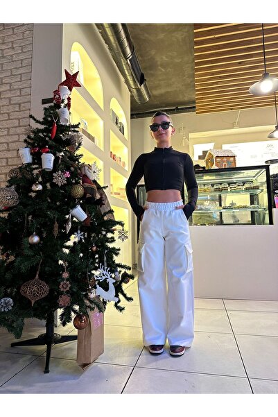 Winmoda34 Γυναικεία SCUBA ελαστική μέση Cargo Pocket Φαρδιά φαρδιά φούτερ