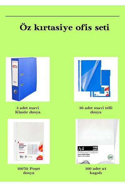 ÖZ KIRTASİYE Blue Folder 5-Pack folder 100-A4 paper 100-Ring Folder 50-fold