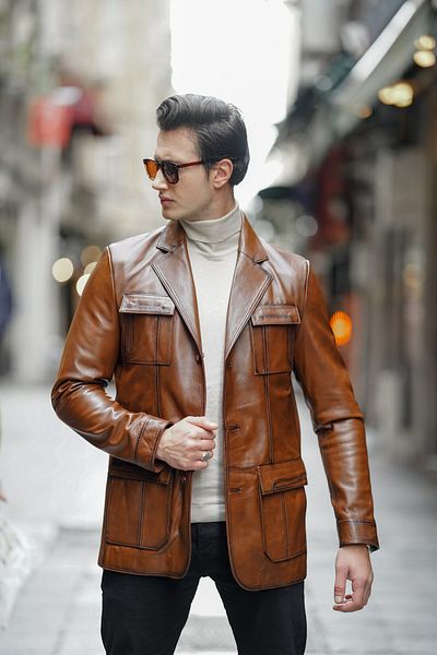 CE-YIL DERİ ÜRÜNLERİ MEN'S GENUINE LEATHER COAT