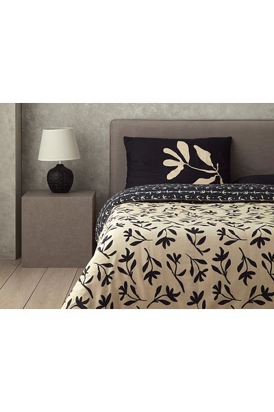English Home Vinette Digital Printed Soft Cotton King Size Duvet Cover Set 240x220 Cm Beige
