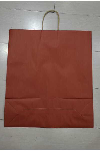 esdekor Kırmızı Kağıt Alışveriş Çanta Karton Poşet Büküm Saplı Büyük Hediye Koymalık Mukavemetli 1 Adet