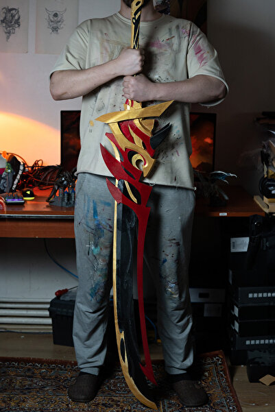 VeyernCraft Genshin İmpact Arataki İtto Redhorn Stonethresher Kılıç Figür 3D 2 METRE