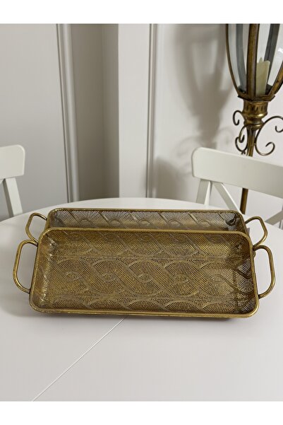 THE LİNSE Metal dekoratif 2 li tepsi