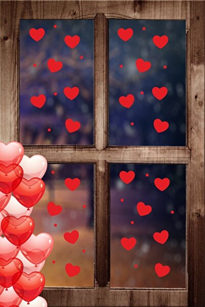 Genel Markalar Sevgililer Günü Kalp 14 Şubat Cam Vitrin Süsleme 40 Adet Sticker