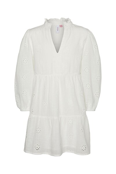 Vero Moda Girl فستان فيرو مودا سادة - أبيض ثلجي