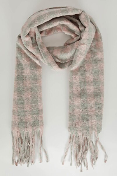 DeFacto Eșarfă de tricotaj cu ciucuri în carouri pentru femei A6613ax23wn