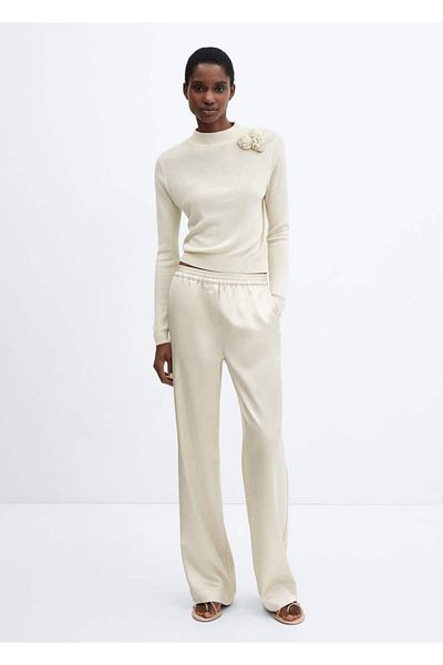 MANGO Woman Floral πουλόβερ Lurex