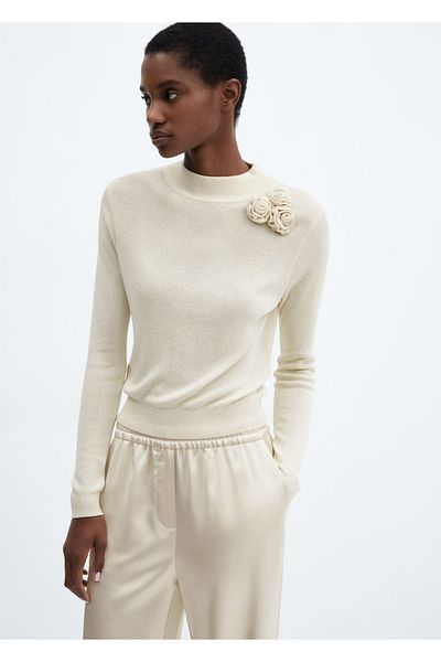 MANGO Woman Floral πουλόβερ Lurex