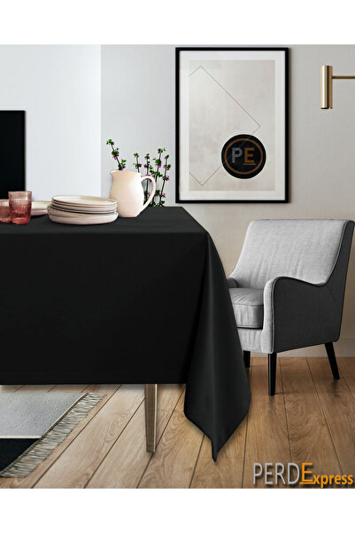 Perdexpress مفرش طاولة أسود مخملي ناعم المفهوم