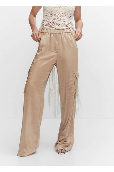 MANGO Woman Satin Cargo Pants
