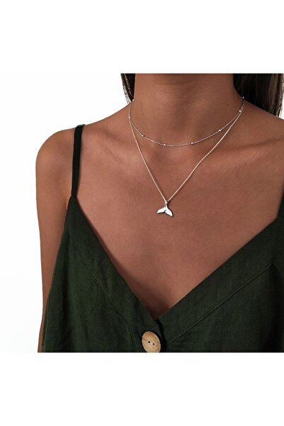 TakıConcept Balina Kuyruğu Detaylı İkili Choker, Kadın Kolye