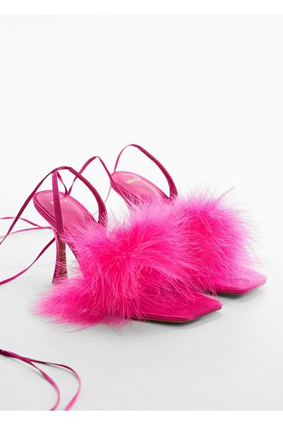 MANGO Woman Feather Detailed Sandals