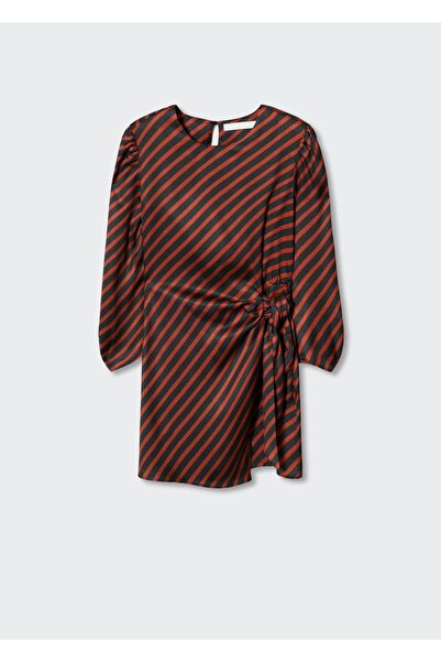 MANGO Woman Düğümlü Çizgili Elbise