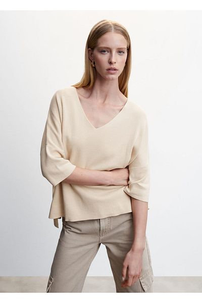 MANGO Woman Three-Quarter Sleeve Oversize Sweater