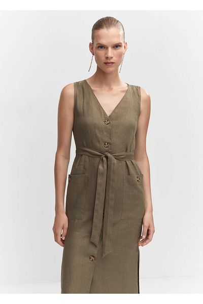 MANGO Woman Φόρεμα 100% λινό πουκάμισο