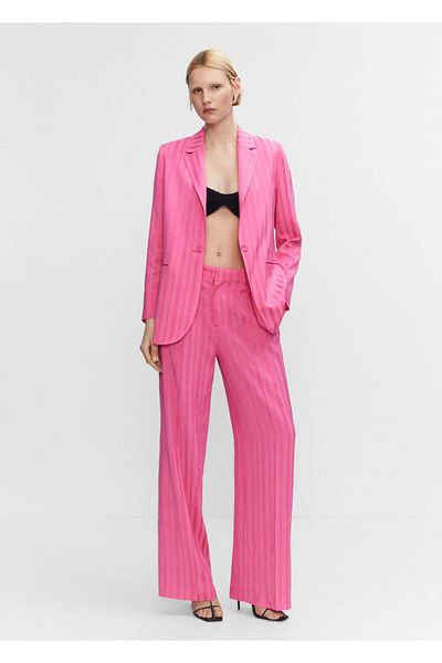 MANGO Woman Satin line detailed pants