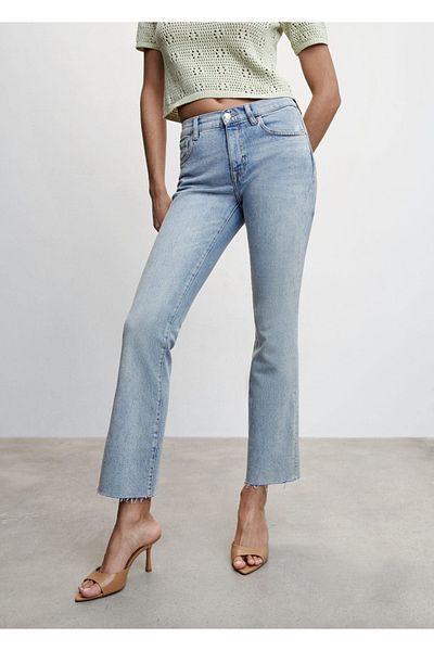 MANGO Woman Blugi flare cu talie joasă
