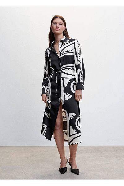 MANGO Woman Satin Shirt Dress