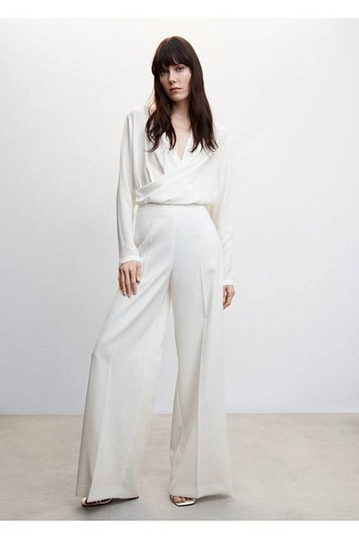 MANGO Woman Drape Double Breasted Collar Blouse