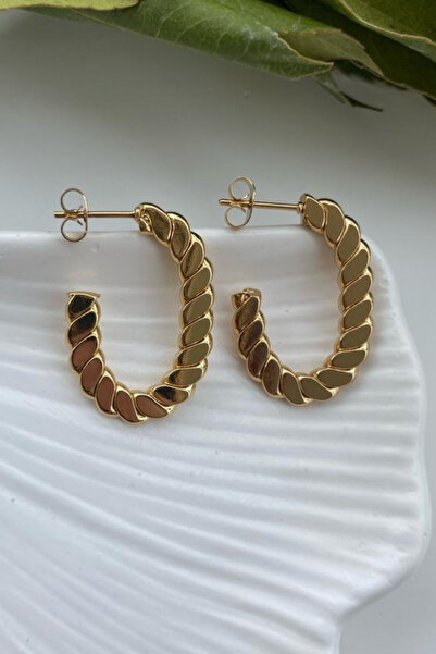 Jaida Moda Women's Chain Look Steel Hoop Earrings