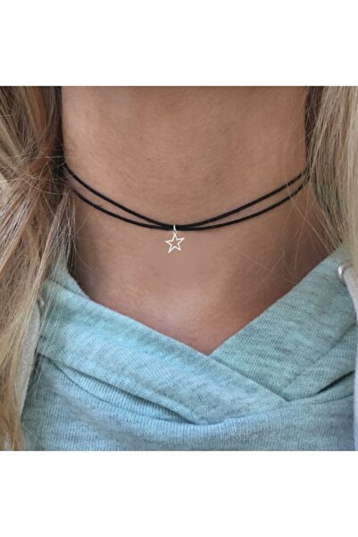 TakıConcept Yıldız Detaylı İki Sıra İp Choker, Kadın Kolye