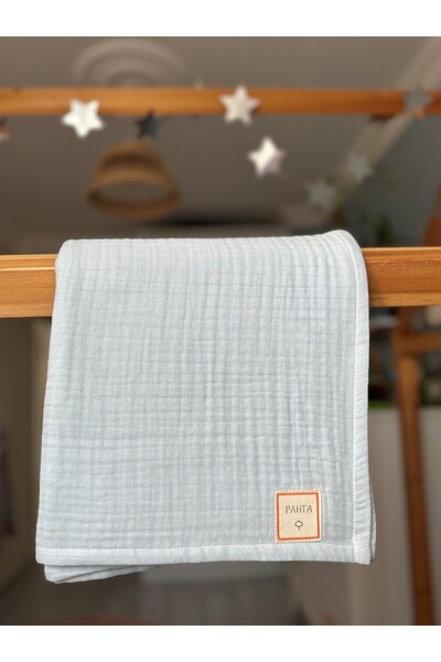 PAHTA Blue 4 Layer 100% Cotton Muslin Baby Blanket / Cover