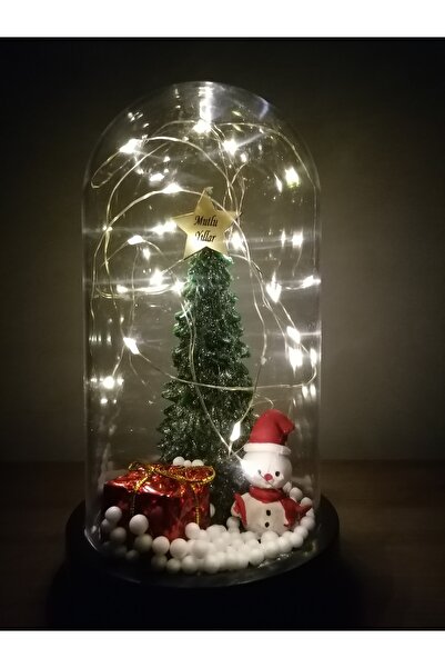Altev Yılbaşı Çam Ağacı Kardan Adam Noel Baba Çiçek Işıklı Fanus Teraryum Sevgiliye Özel