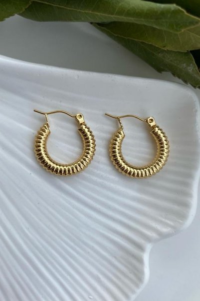 Jaida Moda أقراط دائرية من الفولاذ بتصميم أنبوب رفيع للسيدات