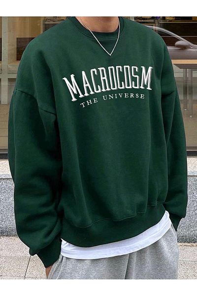 PALPİTO Ανδρικό φούτερ με κουκούλα Nefti Green Macrosom με στάμπα