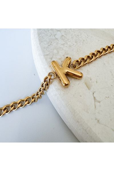 CHARMLUCKY Steel bombed letter K bracelet