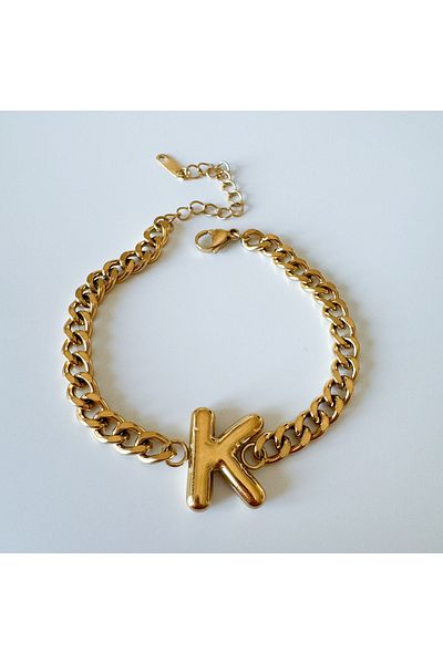 CHARMLUCKY Steel bombed letter K bracelet