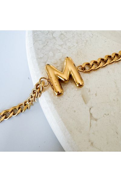 CHARMLUCKY M letter necklace with steel grenade