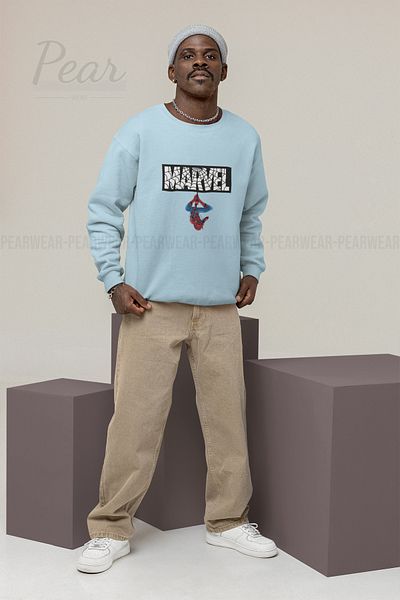 Pear Wear Ανδρικό φούτερ με στάμπα Marvel Spiderman με 3 νήματα υπερμεγέθη