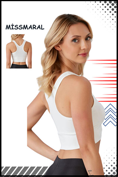 missmaral White Sports Bra Light Supported Covered Model Can Be Suit with Missmaral Leggings