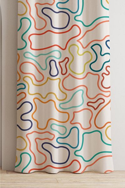 AYSHOME Ays Home Colorful Geometry Pattern Young Room Background Curtain