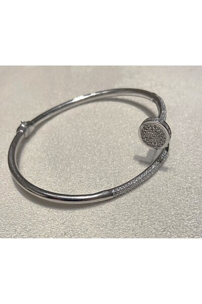 zeyyn silver 925 AYAR GÜMÜŞ ZİRKON TAŞLI ÇİVİ KELEPÇELİ BİLEZİK