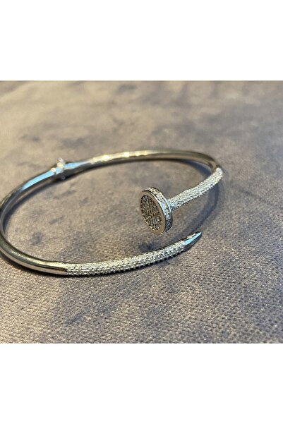 zeyyn silver 925 AYAR GÜMÜŞ ZİRKON TAŞLI ÇİVİ KELEPÇELİ BİLEZİK