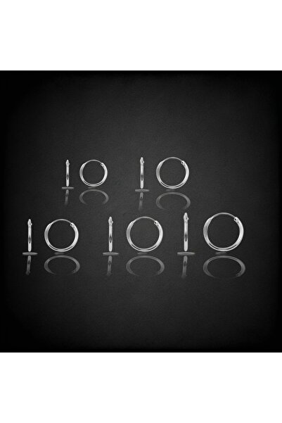 Set 925 Ayar Gümüş 5 Çift(10mm,12mm,14mm,16mm,18mm) Sade Mini Halka Küpe
