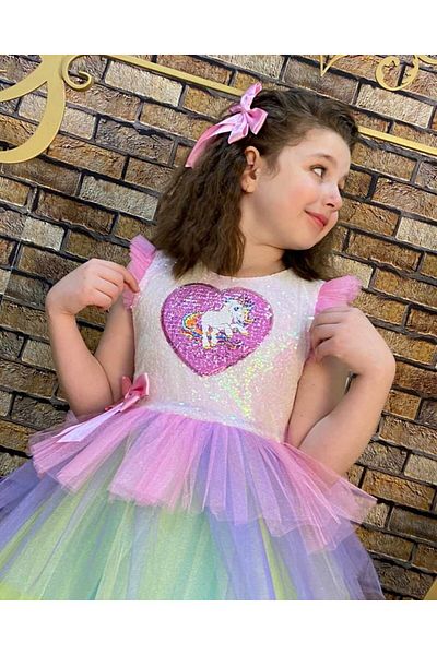 esmacamoda Κοριτσίστικο φόρεμα με σχέδιο UNICORN