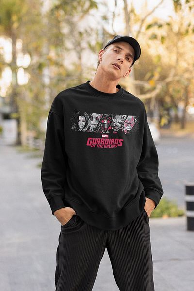 Fuddy Moda Hanorac fără glugă cu imprimeu cu personaje Marvel Universe, hanorac unisex supradimensionat cu imprimeu Marvel
