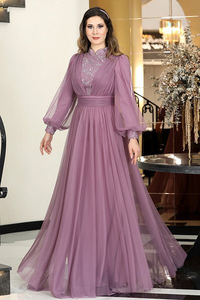 ELBENMODA Δαντελένια λεπτομέρεια Hijab βραδινό φόρεμα & Seyran