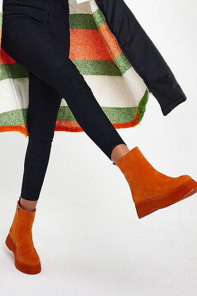 Tonny Black Women's Orange Suede Comfortable Fit Zippered Suede Boots
