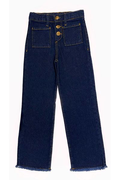 minny max Wide Leg Girls' Denim Jeans Trousers Dark Blue Color