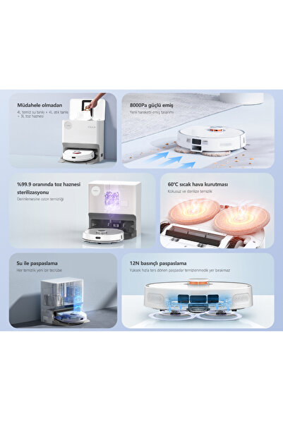 Lydsto W2 Lite 8000 Pa Su & Toz Toplama Üniteli Yapay Zeka Robot Süpürge - Türkiye Garantili