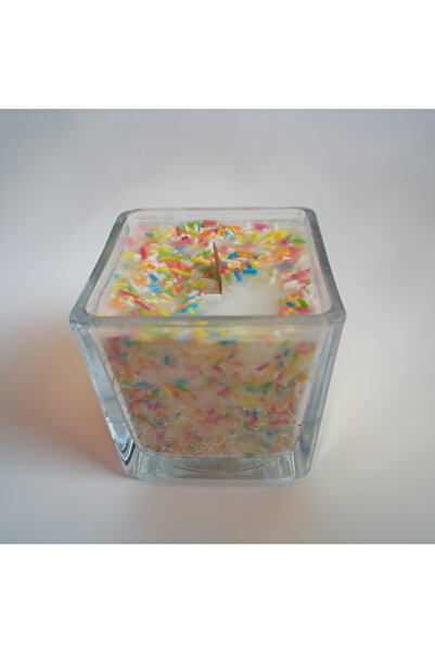 Lion KARE CAM İÇİNDE ŞEKERLEME MUM