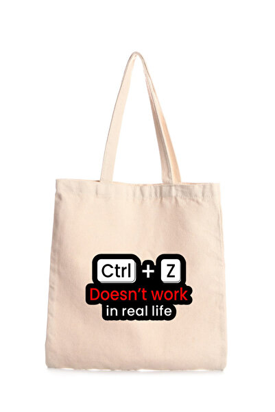 Generic Brand Ctrl+Z Printed Canvas Tote Bag