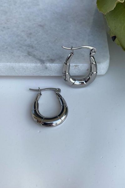 Jaida Moda Women's Vintage Sectioned Steel Hoop Earrings
