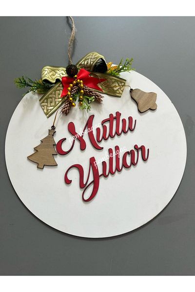 Pembe Ağaç Tasarım Atölyesi Happy New Year's Eve Welcome 2024 Door Wall Decoration
