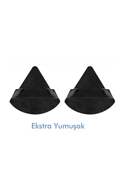 Malinka 2 Adet Siyah Üçgen Pamuk Yıkanabilir Kadife Puf Yüz Kontür Makyaj Bez Süngeri Kozmetik Fondöten
